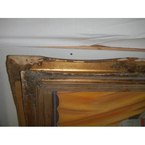 1500 - A gilt framed oil on canvas still life study, (frame a/f), COLLECT ONLY.