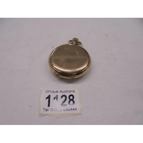 1128 - A 10ct gold plated pocket watch.