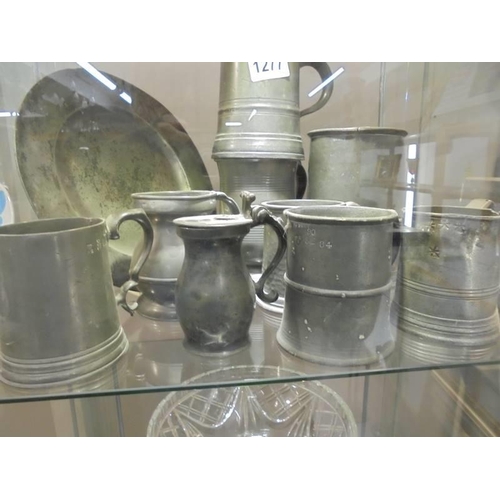 1277 - Ten pieces of antique pewter.