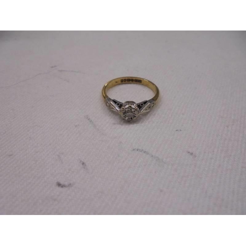 1152 - An 18ct gold diamond single stone ring hall marked Birmingham 1965, size H half, 2.4 grams.