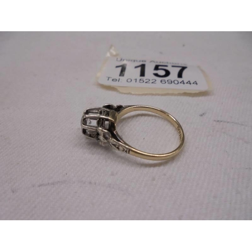 1157 - A white stone vintage ring in gold, size L, 2.2 grams.