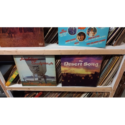 100 - A large quantity of LP records, various genres over 5 shelves COLLECT ONLY