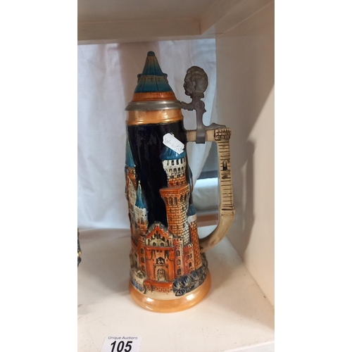 105 - A Bradford exchange forest monarch stein and a German beer stein