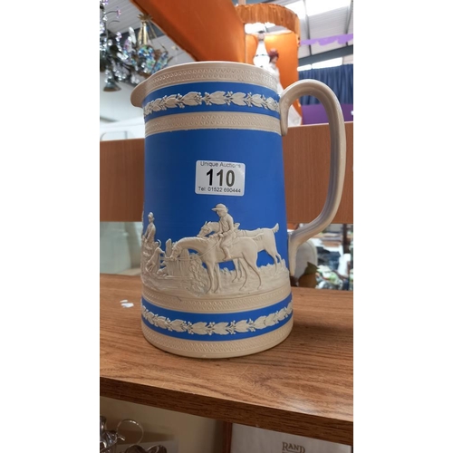 110 - Copeland Spode 19c pottery jug and mug with hunting scenes