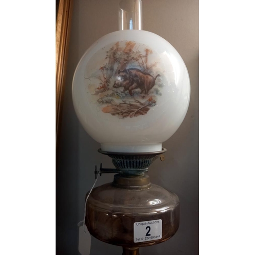 2 - A Victorian oil lamp with later shade