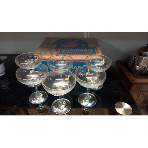 20 - A boxed set of 6 Babycham glasses