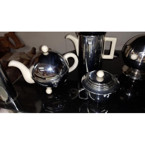 50 - A vintage heat master tea set with chrome covers, sweet treat bowl etc