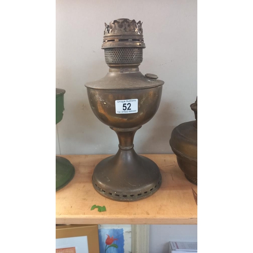 52 - 3 brass oil lamps