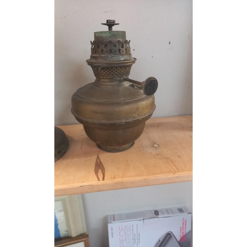 52 - 3 brass oil lamps