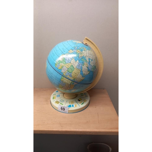 69 - A Chad Valley vintage tin plate globe