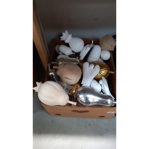 81 - A large quantity of painted wooden ornaments acorns, pears, apples etc COLLECT ONLY