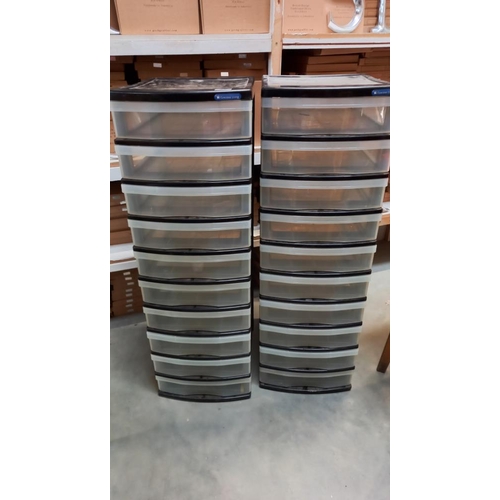 86 - 2 sets of plastic storage drawers, 10 drawers in each COLLECT  ONLY