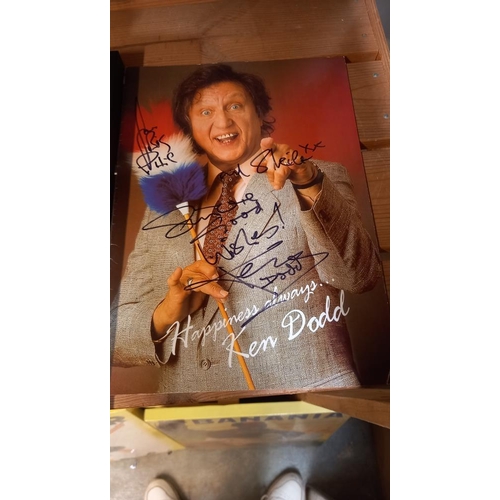 91 - Ken Dodd autographed booklet and photograph and quantity of facsimile printed photos etc