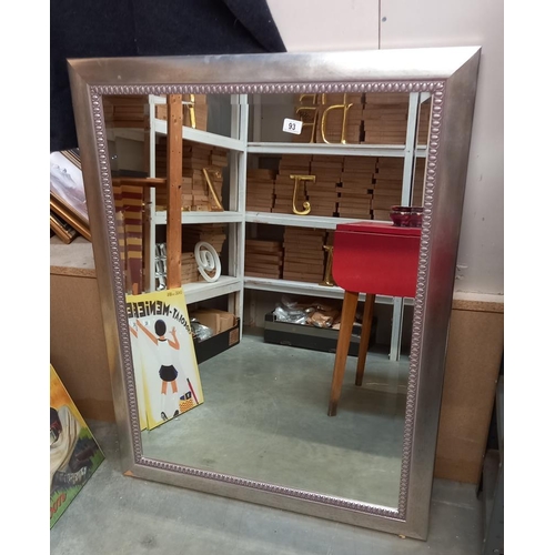 93 - A large silver framed bevel edge mirror 90cm x 116cm COLLECT ONLY