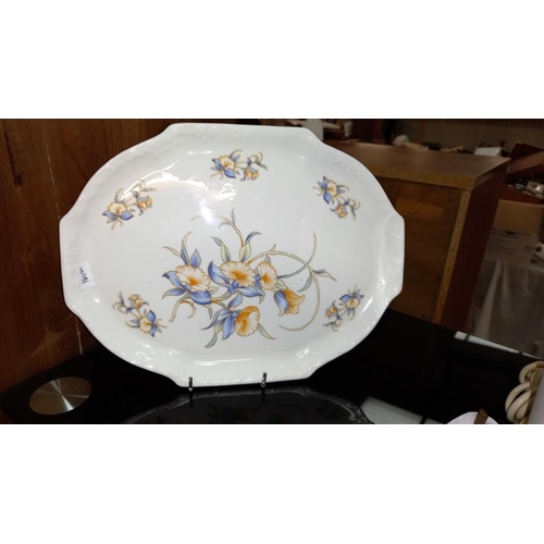 138 - An Aynsley 'Just orchids' table lamp with shade and matching sandwich plate