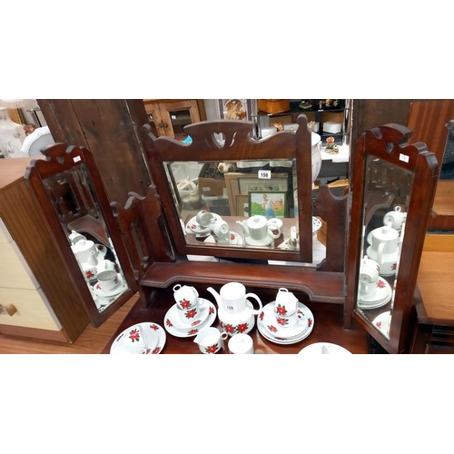 158 - An Edwardian triple mirror back satin walnut dressing table COLLECT ONLY