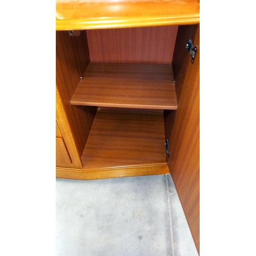 169 - A golden oak wall unit with cut glass doors COLLECT ONLY