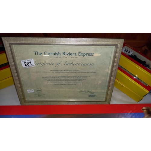 201 - Hornby R1102 The Cornish Riviera express boxed train set with certificate