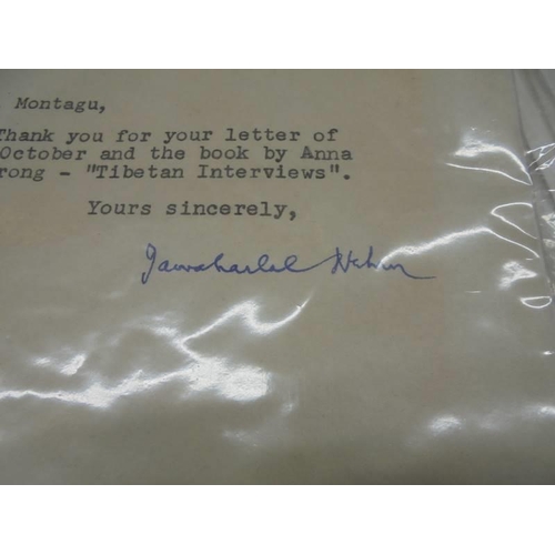 1201 - A quantity of Indian Prime Minister Jawaharla Nehru ephemera including signed letter.