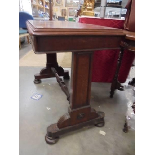 1371 - A Victorian mahogany side table on stretcher base, COLLECT ONLY.