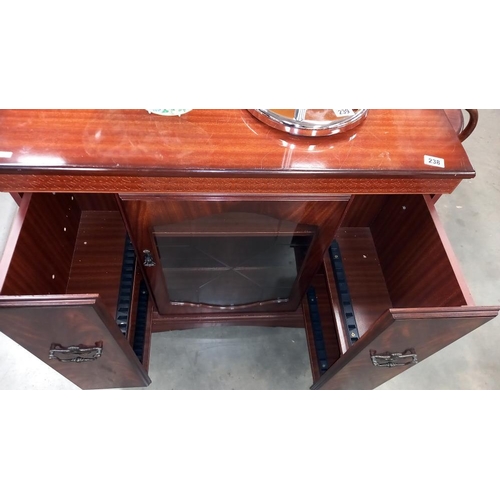 238 - A dark wood stained TV video music cabinet, 91cm x 43cm x 82cm, COLLECT ONLY