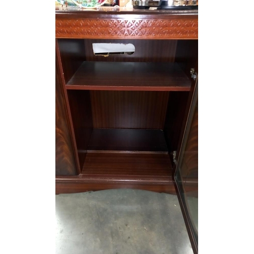 238 - A dark wood stained TV video music cabinet, 91cm x 43cm x 82cm, COLLECT ONLY