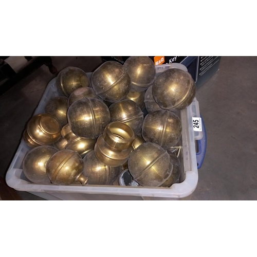 245 - A large box of brass bed knobs and caps for restoration of Victorian beds COLLECT ONLY