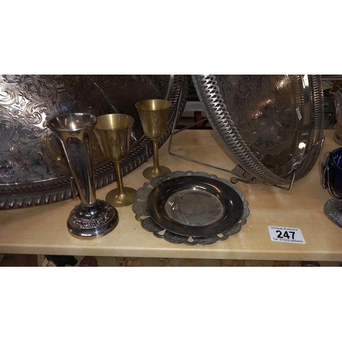 247 - A quantity of silver plate including gallery tray etc