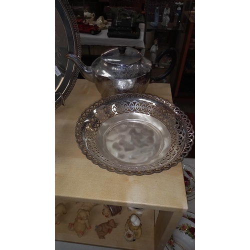 247 - A quantity of silver plate including gallery tray etc