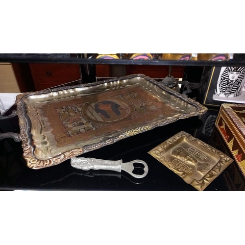 280 - 2 early 20c Egyptian revival silver plated trays etc