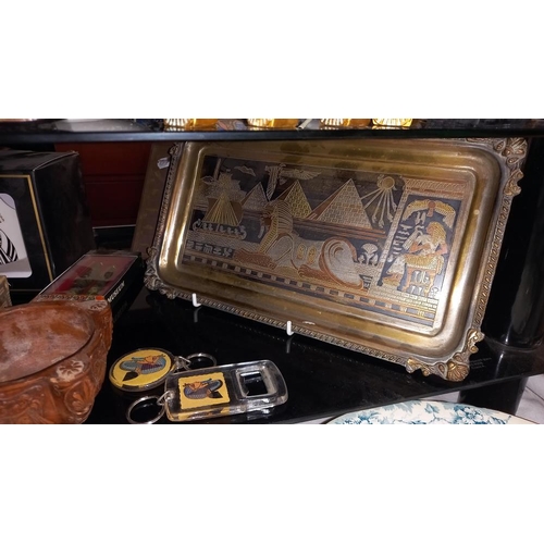 280 - 2 early 20c Egyptian revival silver plated trays etc