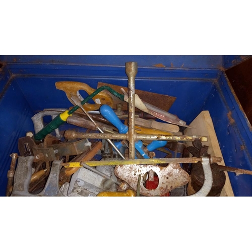 294 - A vintage tin trunk of old tools COLLECT ONLY