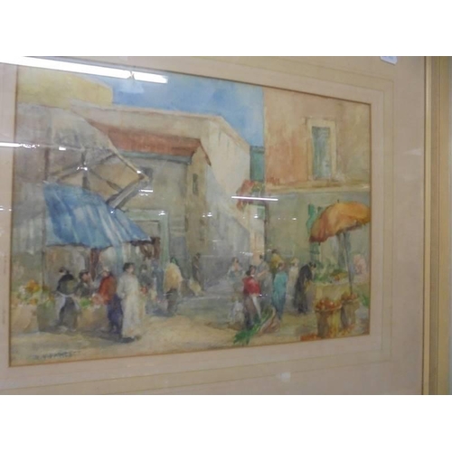 1483 - A framed and glazed watercolour signed Fawcett, COLLECT ONLY.