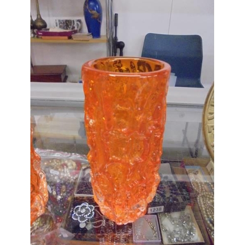 1242 - Two whitefriars tangerine bark vases - 6