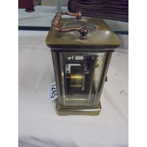 1245 - A brass carriage clock, not working.