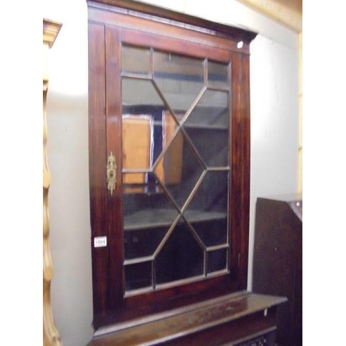 1504 - A mahogany astragal glazed corner cabinet on stand, COLLECT ONLY.