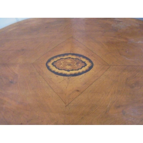 1523 - A Victorian oval mahogany inlaid tip top table, COLLECT ONLY.