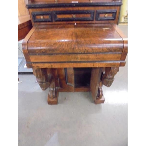 1527 - A mahogany Davenport hand made from a piano. COLLECT ONLY.