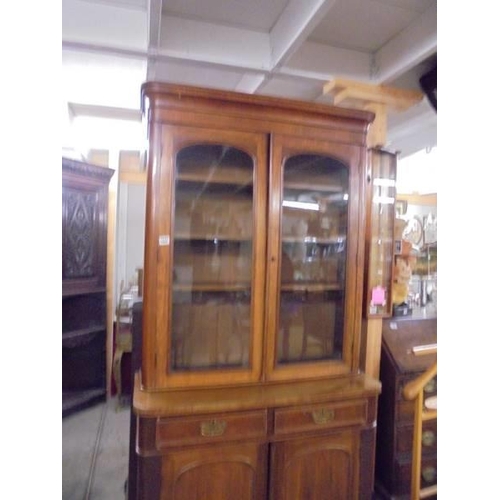 1547 - A Victorian mahogany glazed top bookcase. COLLECT ONLY.