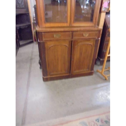 1547 - A Victorian mahogany glazed top bookcase. COLLECT ONLY.