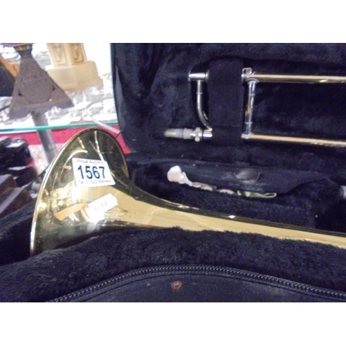 1567 - A cased trombone, COLLECT ONLY.