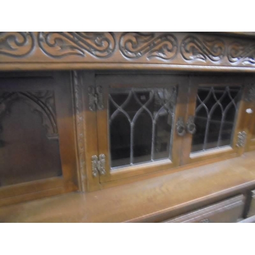 1577 - A good carved oak buffet sideboard, COLLECT ONLY.