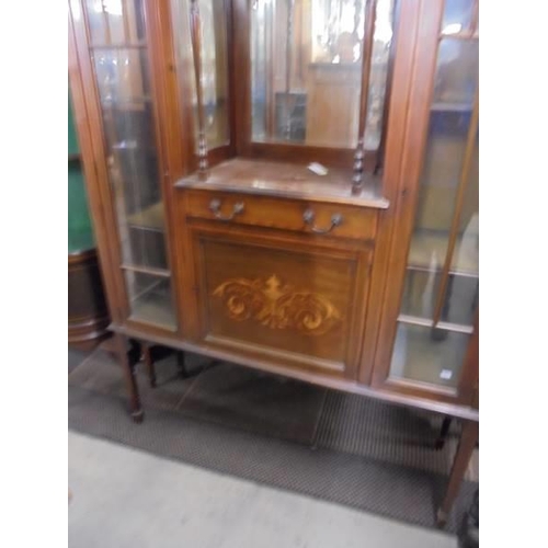 1579 - An Edwardian mahogany inlaid display cabinet, COLLECT ONLY.