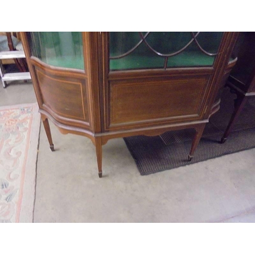 1580 - An Edwardian mahogany inlaid display cabinet, COLLECT ONLY.