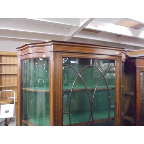 1580 - An Edwardian mahogany inlaid display cabinet, COLLECT ONLY.