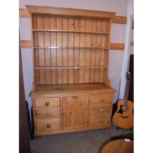 1589 - An old pine open rack Lincolnshire dresser, COLLECT ONLY.