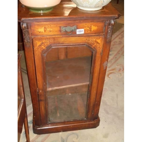 1591 - A Victorian inlaid music cabinet, COLLECT ONLY.