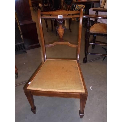 1608 - A good mahogany inlaid bedroom chair, COLLECT ONLY.