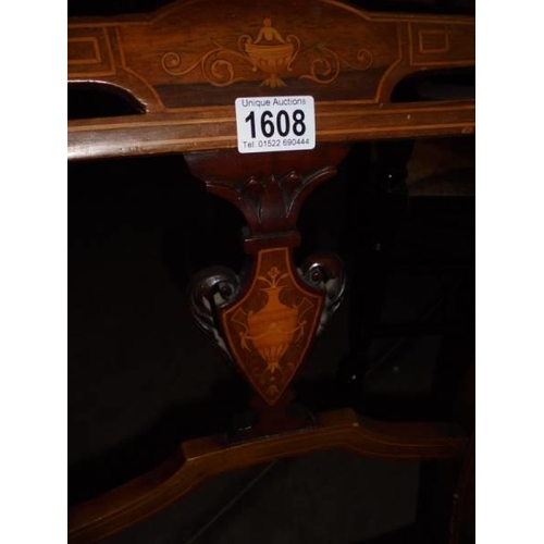 1608 - A good mahogany inlaid bedroom chair, COLLECT ONLY.