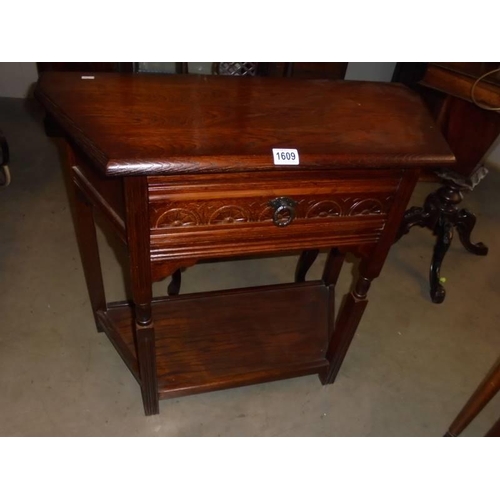 1609 - A carved single drawer hall table, COLLECT ONLY.